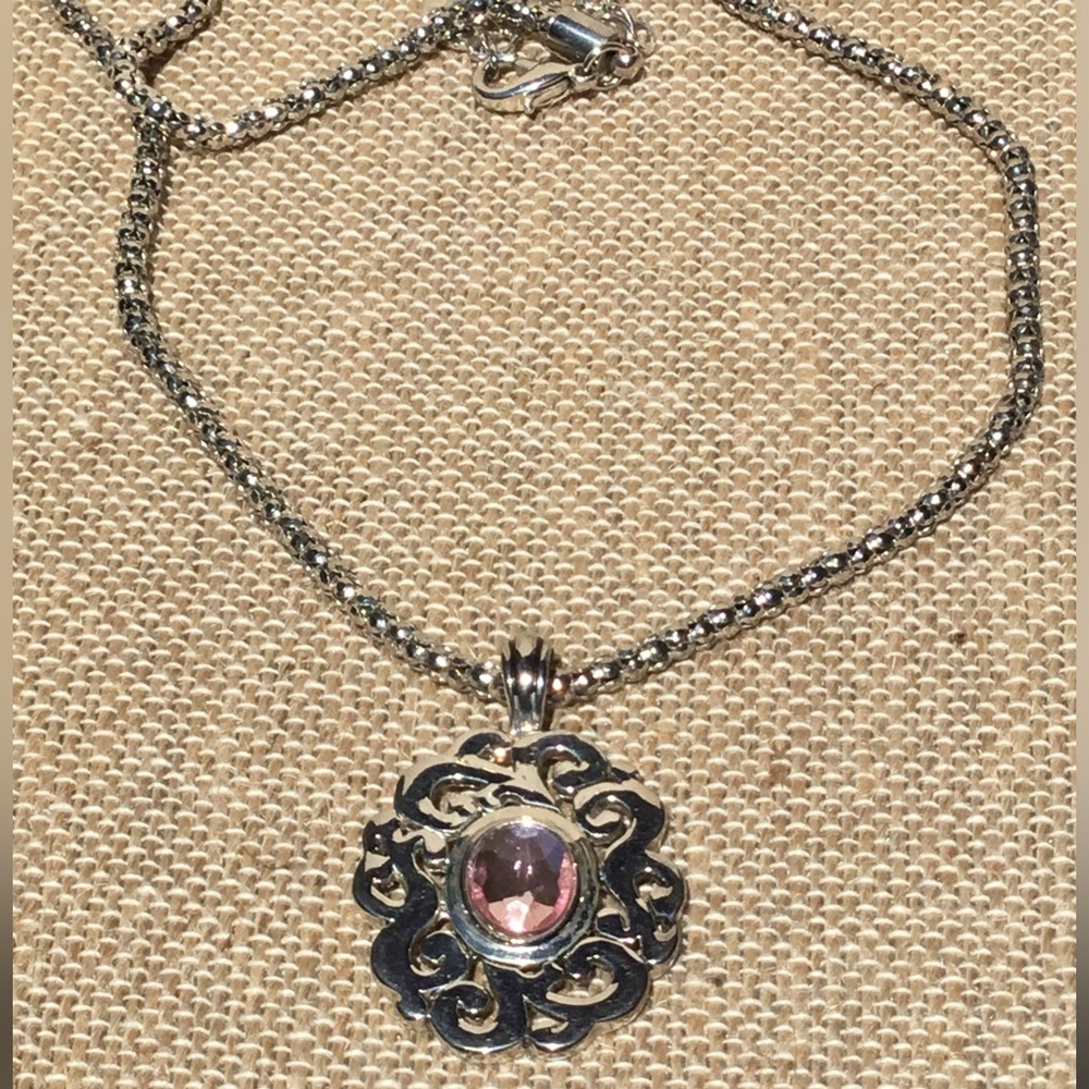 Cookie Lee Pink Crystal Necklace and Adjustable Crystal Ring